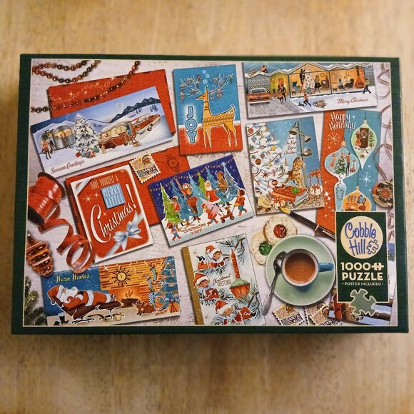 Cobble Hill Mid Mod Season's Greetings Jigsaw Puzzle, 1000 Pieces - Picture 1 of 3